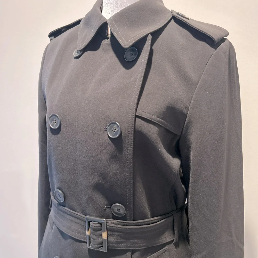 H&M Classic Double Breasted Black Trench Coat - Picture 2 of 6